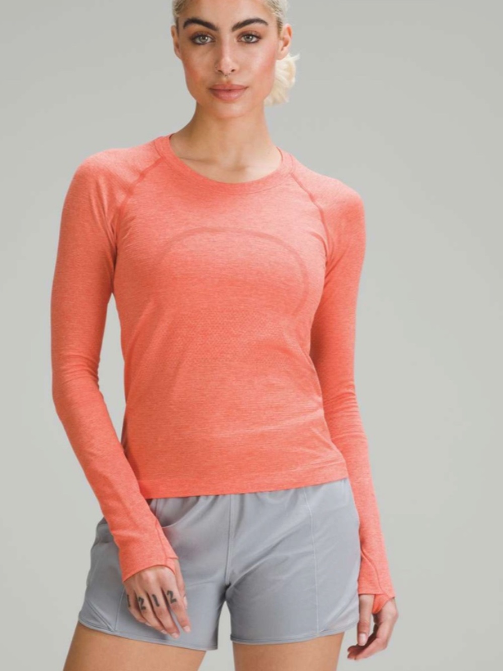 Lululemon Swiftly Tech Long-Sleeve Shirt 2.0 *Race Length -Orange Heather - 2